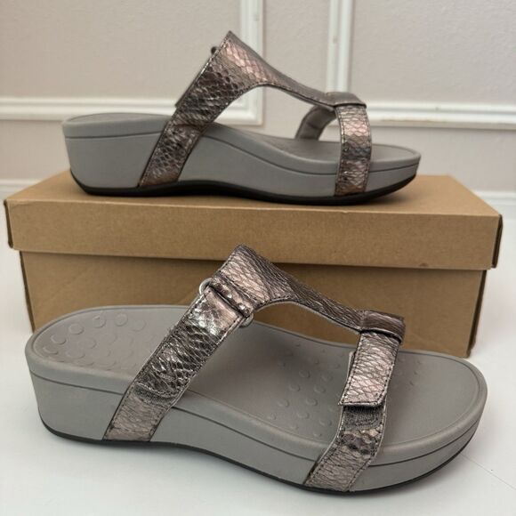 Vionic Shoes - Vionic Ellie Metallic Snake Womens Size 6 Flip Flop Slipper Slide Sandals